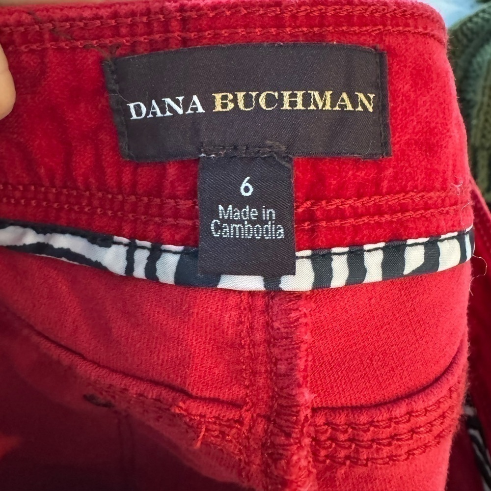 Dana Buchman Women's Corduroy Pants Red Size 6 academia holiday wine E - Picture 3 of 8